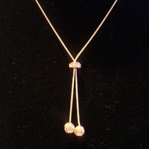 Delicate Gold Tone Rhinestone Slide Snake Chain Necklace